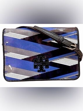 TORY BURCH Britten Patent Leather Crossbody Shoulder Bag  💙🖤🩶